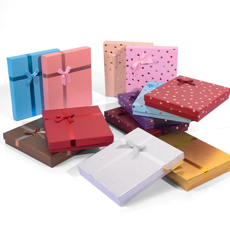 Drawer Base and lid jewelry box Jewellery Box Packaging Paper Ribbon Bowknot Customizable Logo Jewelry Set Boxes Wholesale ring packaging with custom logo