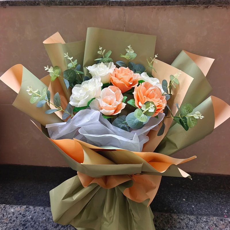 China factory wholesale color crepe paper flowers packaging paper flower crafts large roll crepe paper