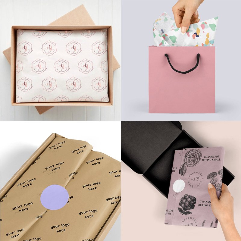 Waterproof Recycled Custom Packaging Wrapping Silk Tissue Paper for Shoes Clothing Gift with logo