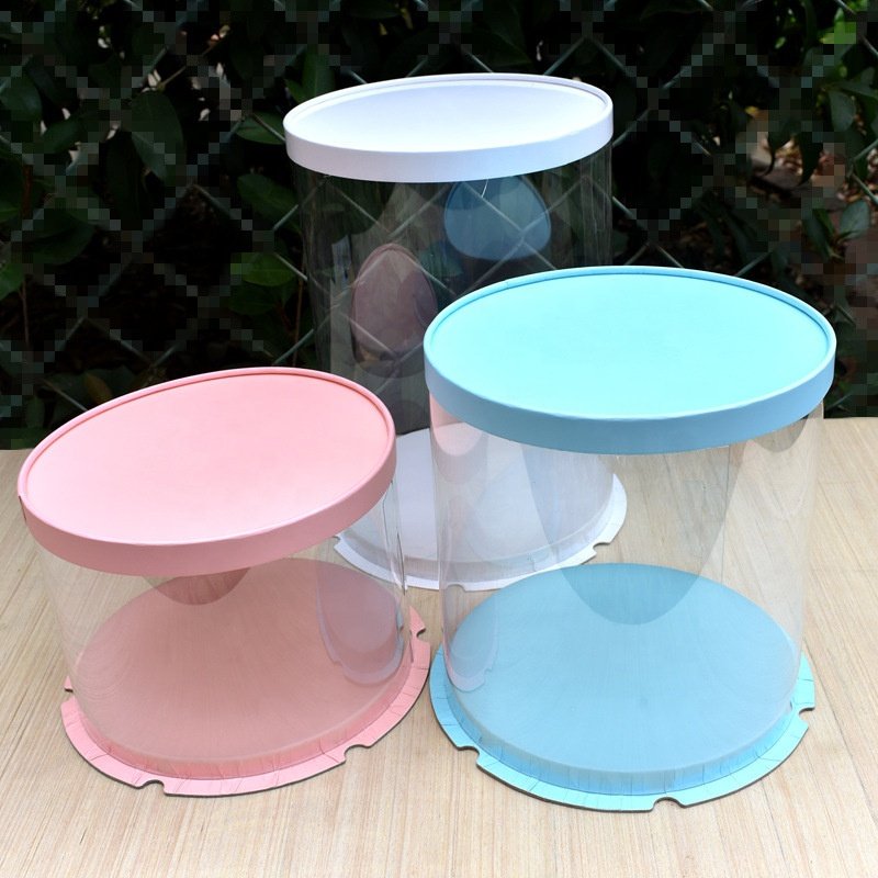 Wholesale PVC plastic transparent wedding cake box Hot sale luxury round clear cake boxes packaging