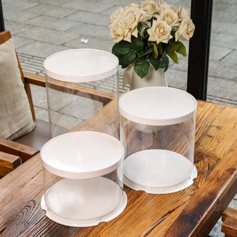 Wholesale PVC plastic transparent wedding cake box Hot sale luxury round clear cake boxes packaging