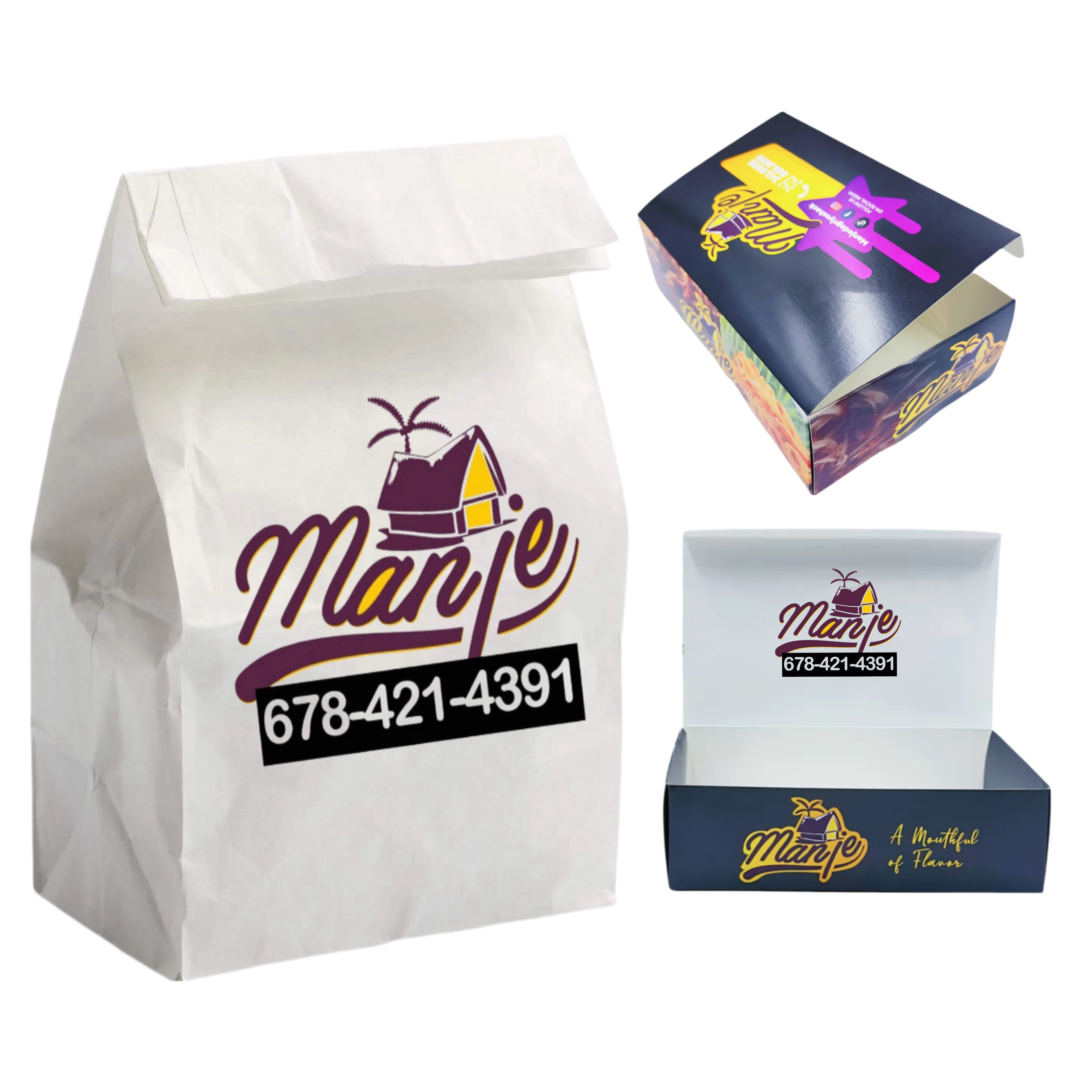 Custom kids snacks set hamburger burger fast food paper boxes container for french fries fried chicken wing packaging box