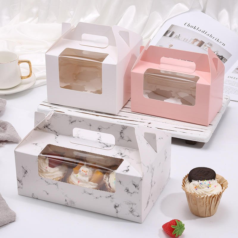 Customization cake box food grade Kraft Paper Packaging Box Folding Bakery Cake Dessert Box