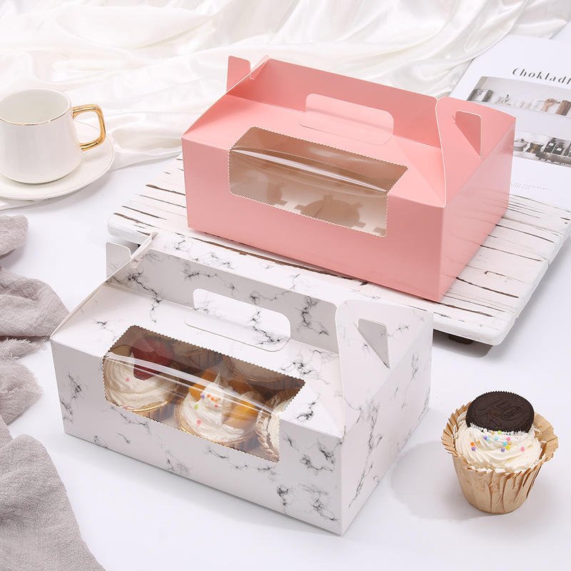 Customization cake box food grade Kraft Paper Packaging Box Folding Bakery Cake Dessert Box