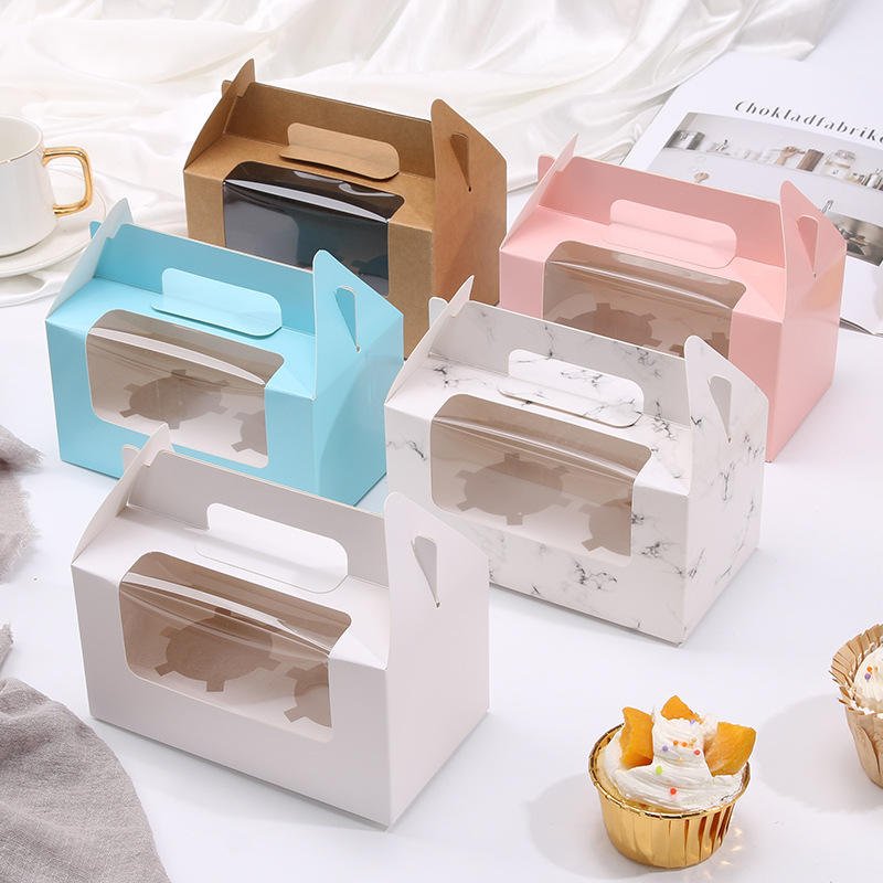 Customization cake box food grade Kraft Paper Packaging Box Folding Bakery Cake Dessert Box
