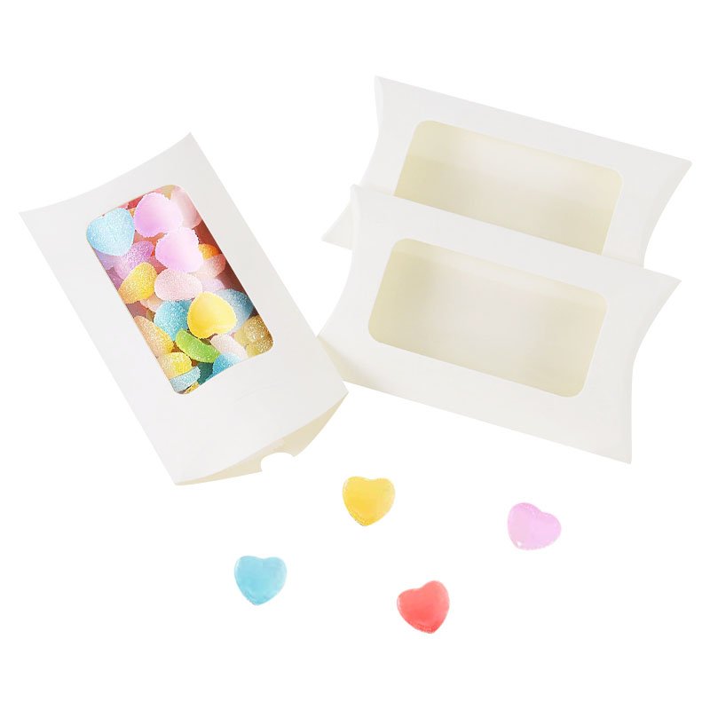 Custom luxury chocolate candy small kraft paper pillow box packaging with clear window