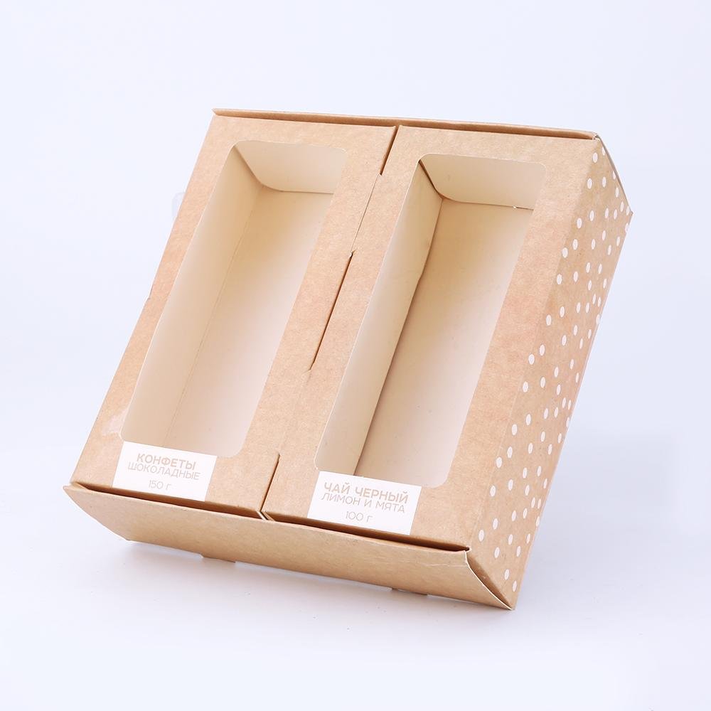 Jinayon Custom Foldable Recycled Cookie Cardboard Gift Packaging Kraft Box with Clear PVC Window Kraft Paper Recyclable 300pcs