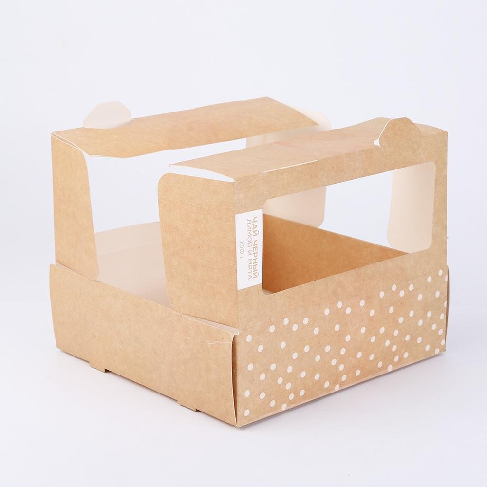 Jinayon Custom Foldable Recycled Cookie Cardboard Gift Packaging Kraft Box with Clear PVC Window Kraft Paper Recyclable 300pcs