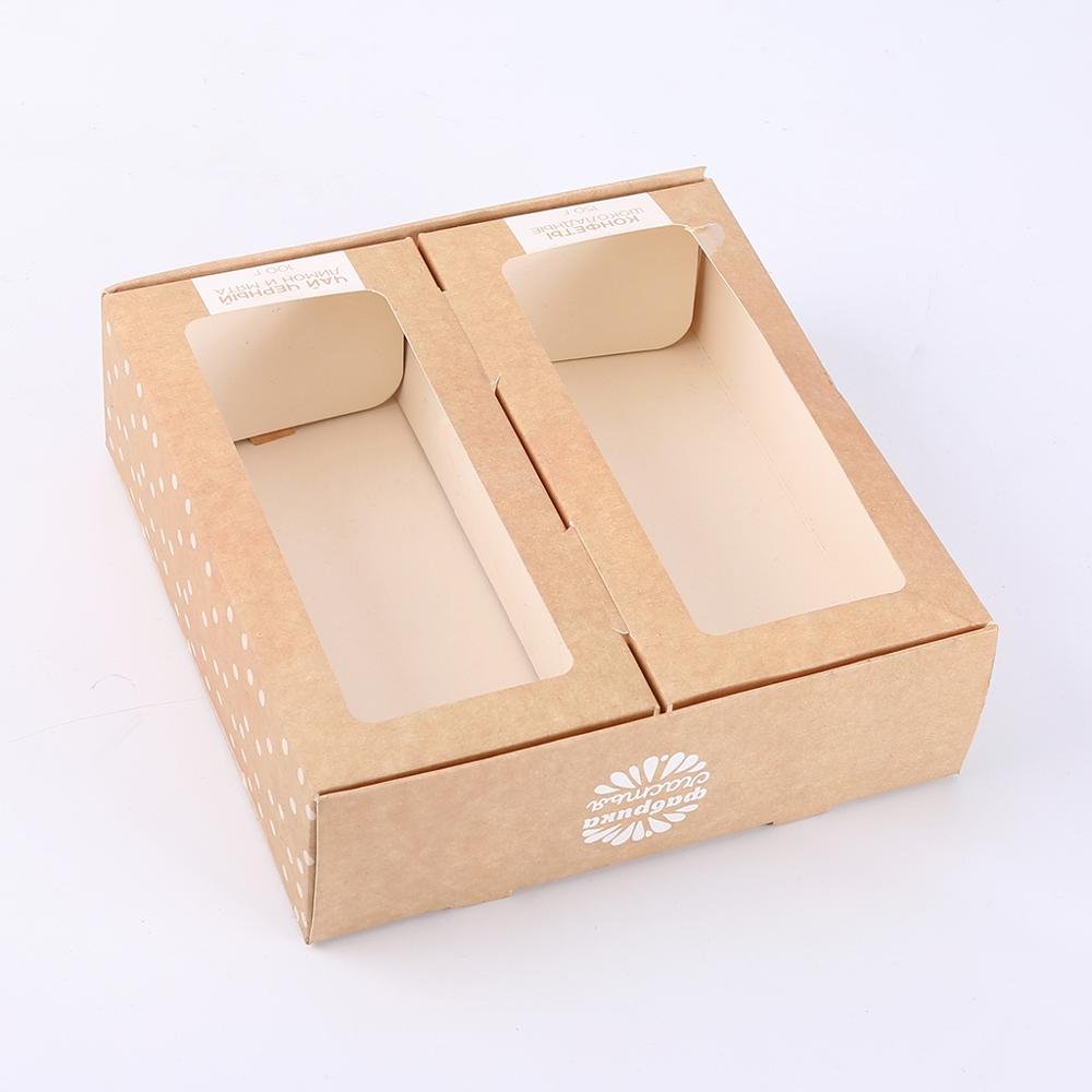 Jinayon Custom Foldable Recycled Cookie Cardboard Gift Packaging Kraft Box with Clear PVC Window Kraft Paper Recyclable 300pcs