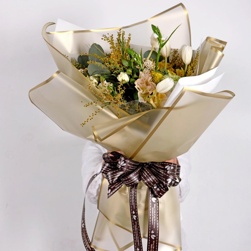 Florist wrapping paper border mist top waterproof paper Korean bouquet wrapping paper 20 packs for festivals