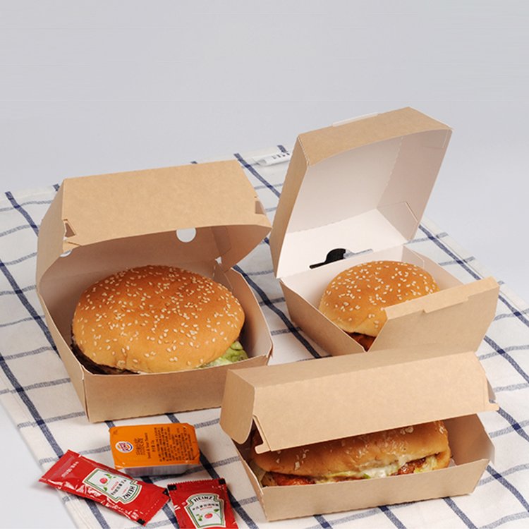 Customized Luxury Wholesale Burger Fried Chicken Sandwich Cardboard Paper Packaging Box For Food