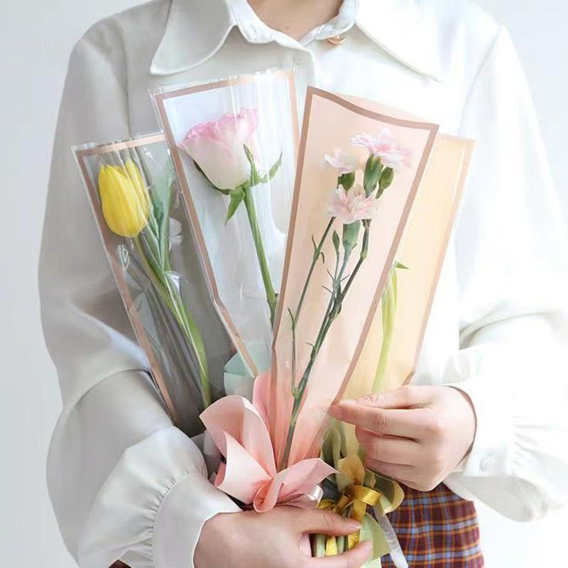 Customized Golden Border Rose Floral Waterproof Wrapping Paper Gift Decorative Flower Paper Floral Wrapping Paper