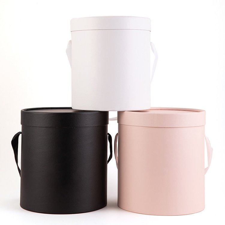 Design luxury flower gift paper pink round flower gift packaging box wholesale paper box luxury rose box packaging for bouquet