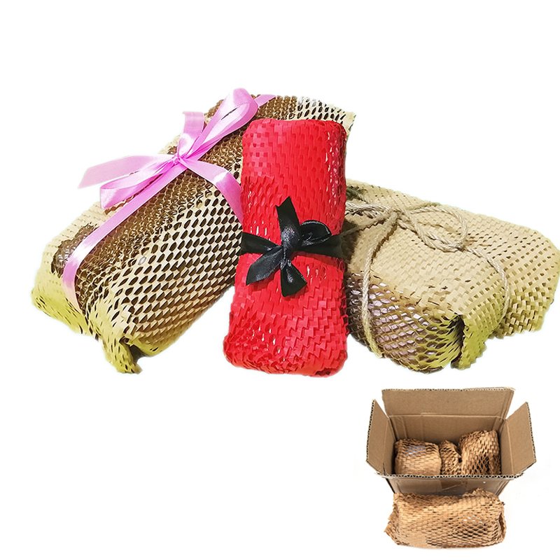 30cm*40m Brown Hex Buffer Cushion Vellum Kraft Paper Roll Packing Honeycomb Craft Packaging Kraft Wrapping Paper Honeycomb Wrap