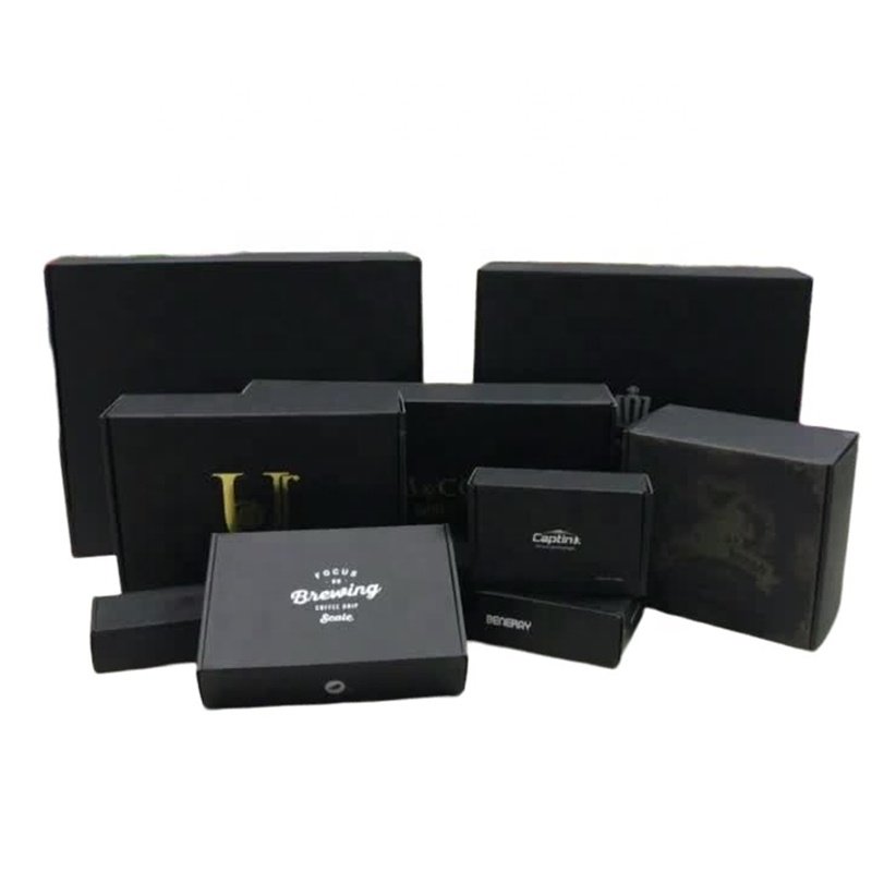 Logo Custom Uv Printing Matt Black Color Hardboard Paper Custom Shipping Packaging Boxes