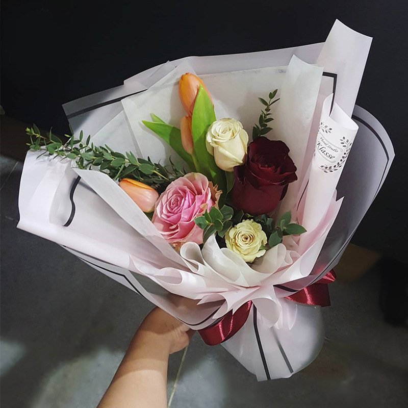 Omet Transparent Gift Personalized Tissue Paper Waterproof Floral Wrapping Paper Wrap Bouquet Warping Paper Flower Kertas Kado