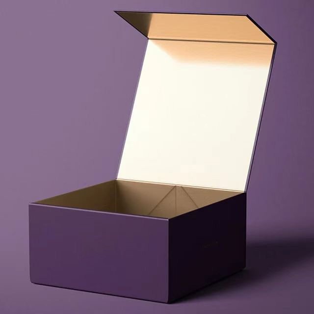 Elegant luxury mini purple gift box with replaceable ribbon and magnetic closure for luxury packaging foldable sturdy storage bo