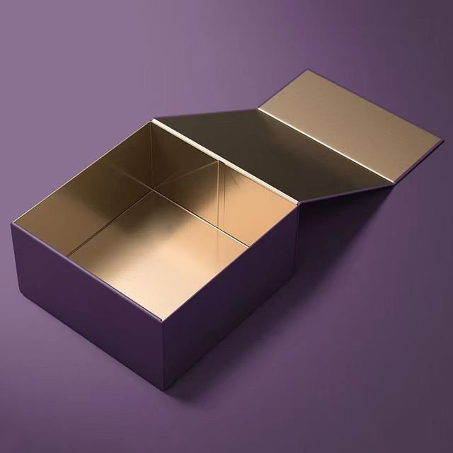 Elegant luxury mini purple gift box with replaceable ribbon and magnetic closure for luxury packaging foldable sturdy storage bo