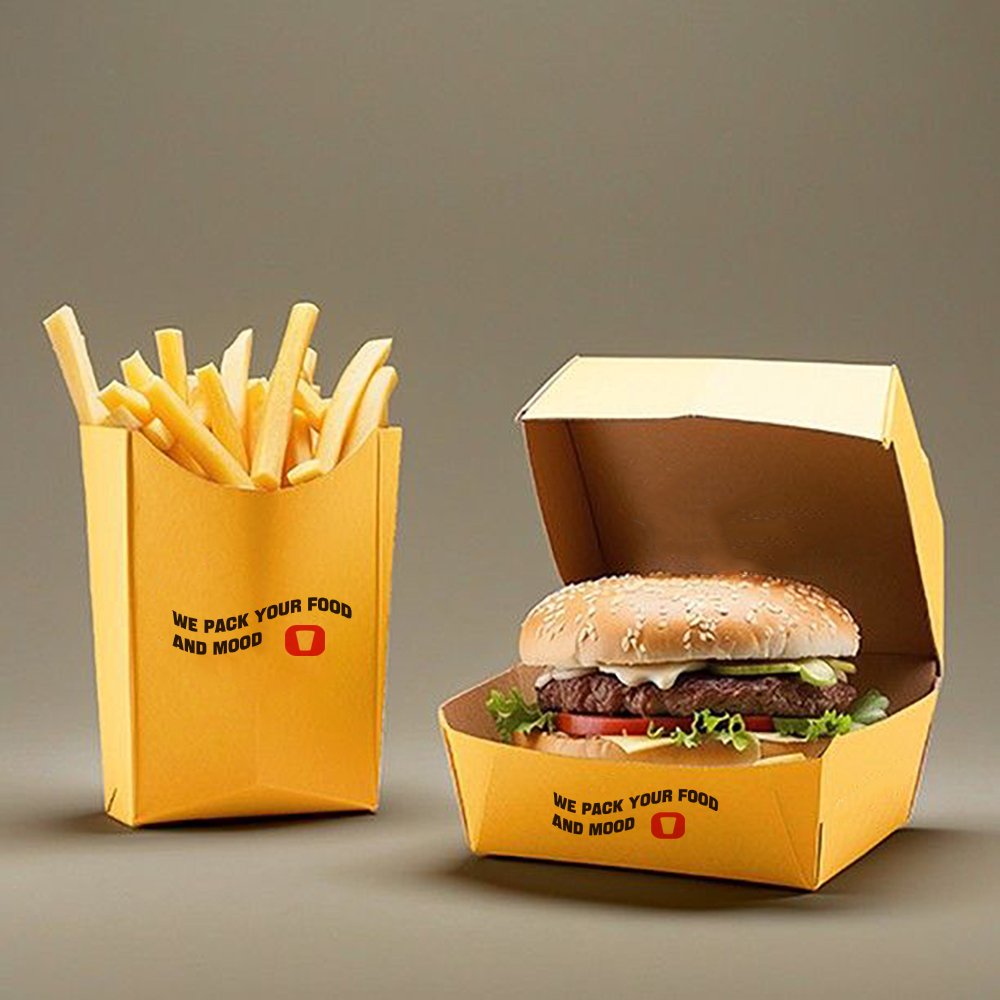 LOKYO Biodegradable custom to go fried chicken hot dog lunch paper box clamshell hamburger burger fast food packaging box