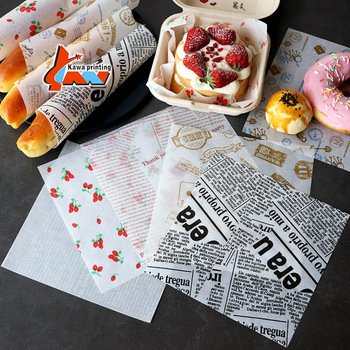 Food grade custom printed wrapping paper grease proof Wax paper for packaging