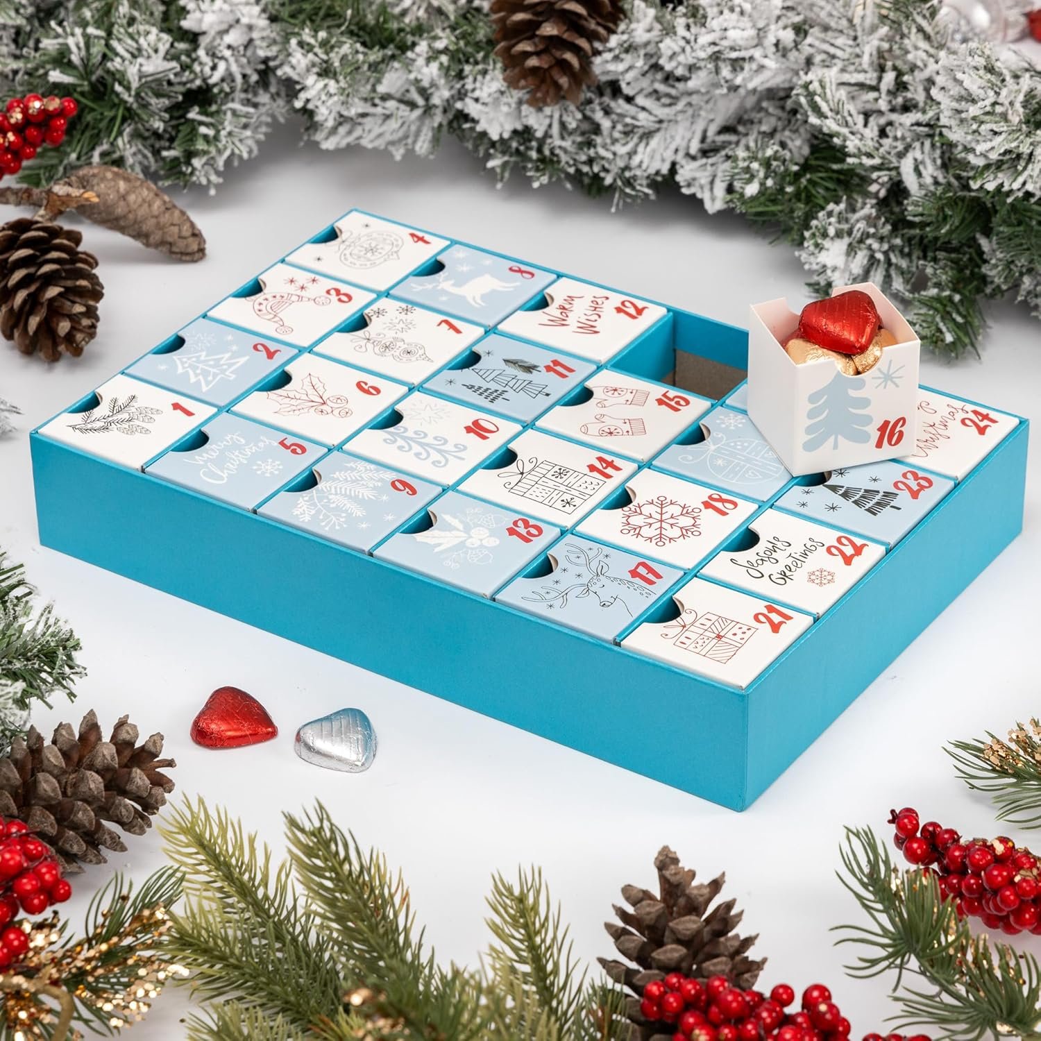 Personalized DIY Advent Calendar Box Christmas Countdown Santa Surprise Gift Box with Drawer Luxury Packaging Paper Box