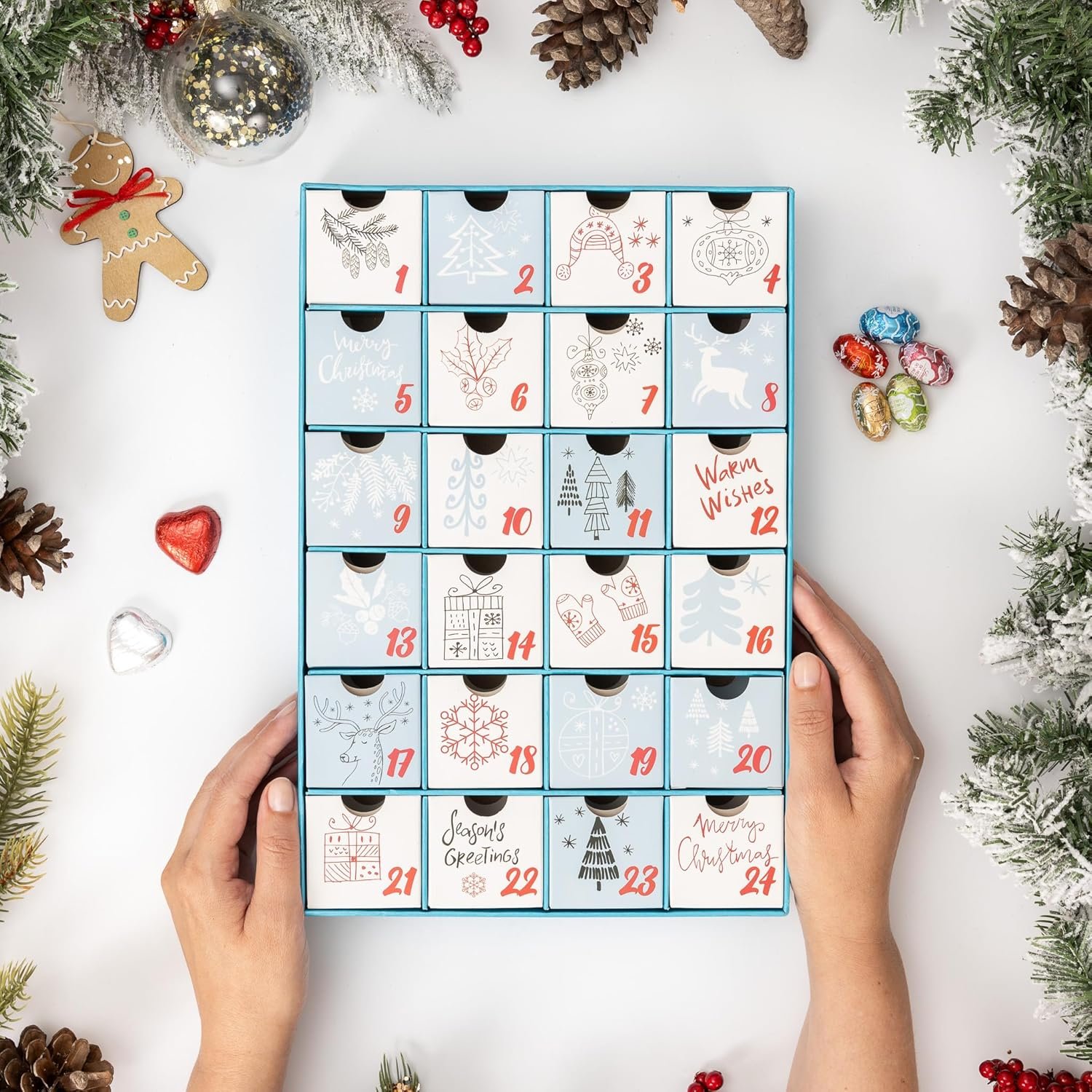Personalized DIY Advent Calendar Box Christmas Countdown Santa Surprise Gift Box with Drawer Luxury Packaging Paper Box