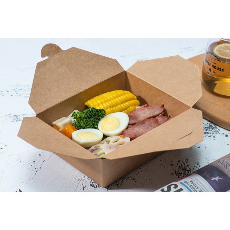 Brown Kraft Fast Food Packaging Container To Go Containers Food Disposable Takeaway Paper Food Box