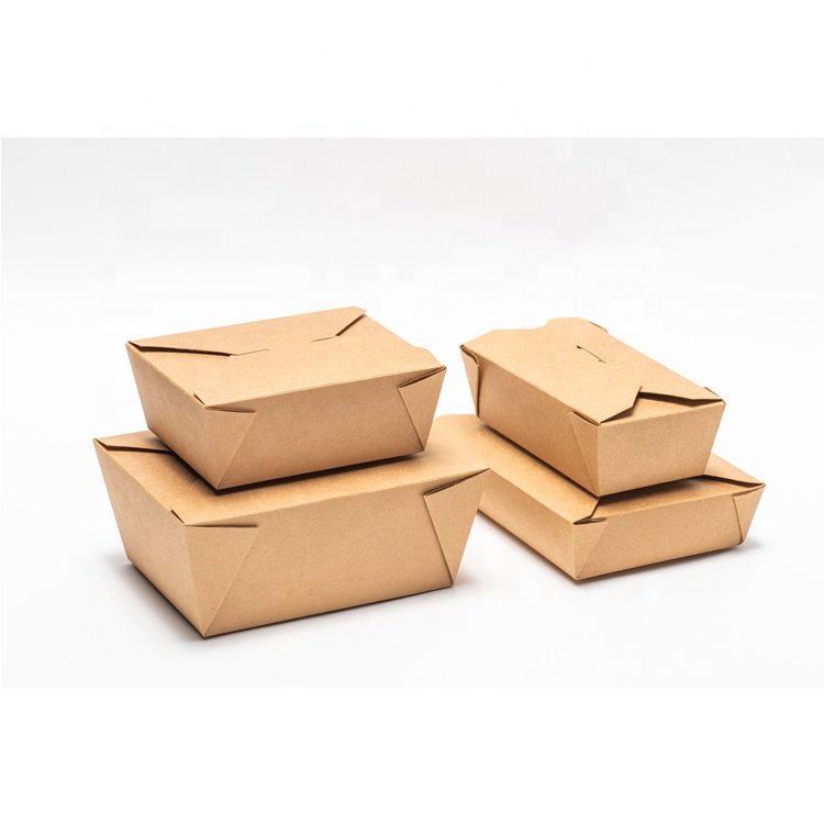 Brown Kraft Fast Food Packaging Container To Go Containers Food Disposable Takeaway Paper Food Box