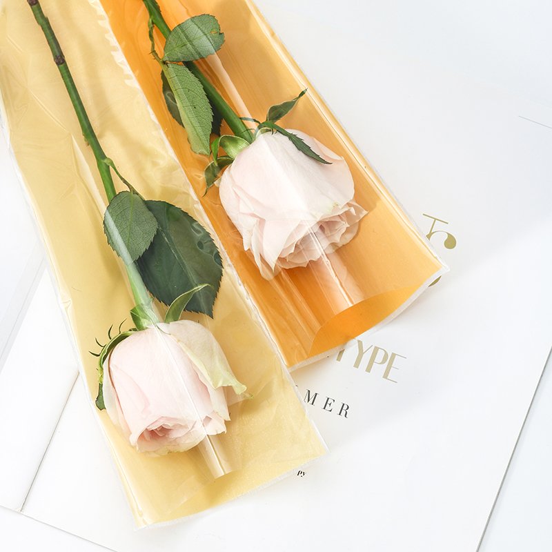 Wholesale OPP plastic flower packaging paper thicken single rose flower sleeve