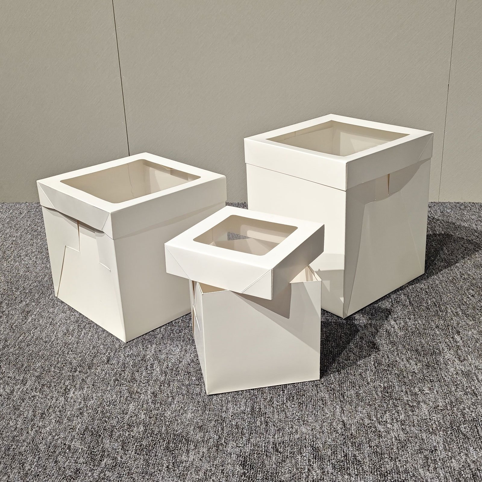 White Square Cheap Surprise Birthday Party Wedding Paper Cake Boxes For Cakes Wholesale