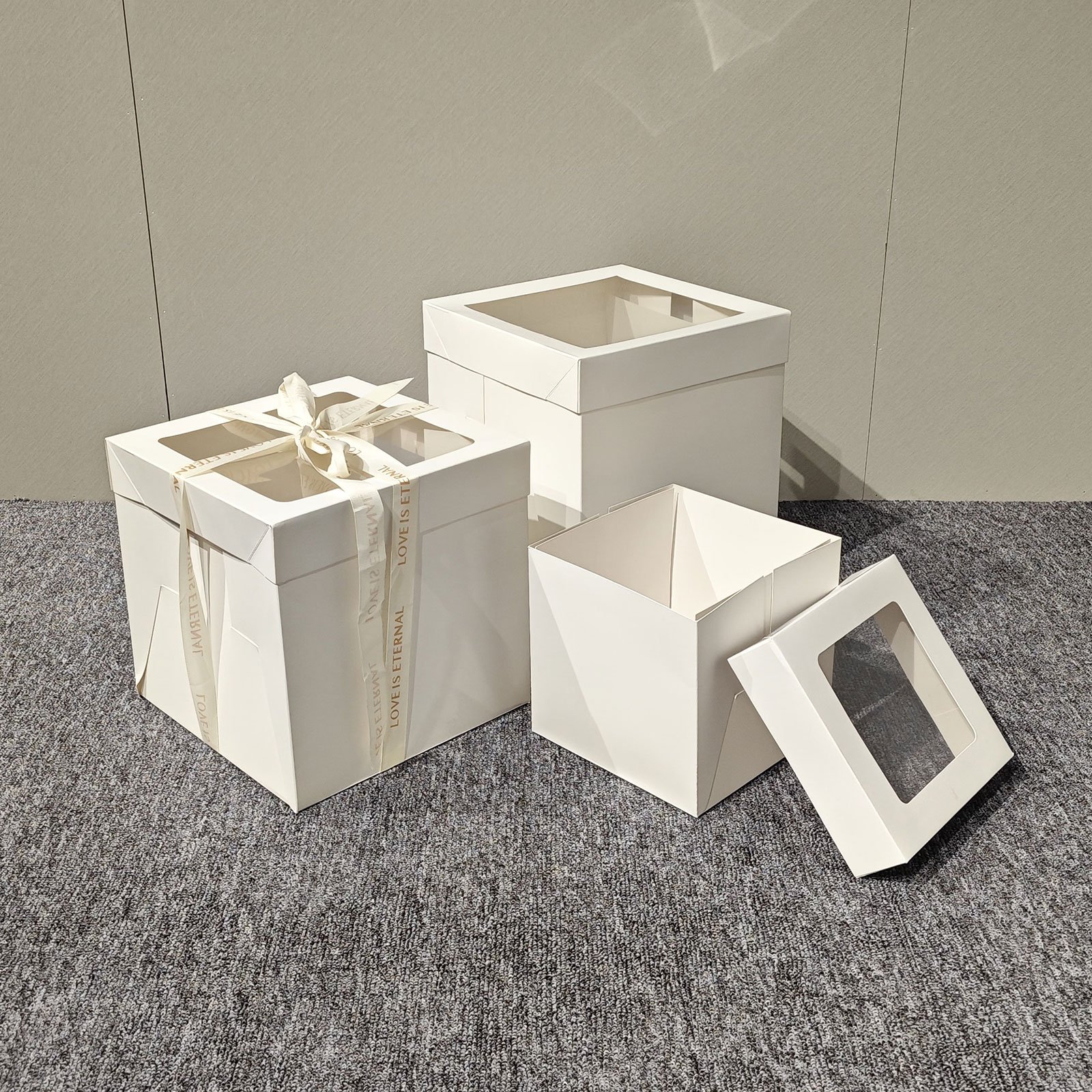 White Square Cheap Surprise Birthday Party Wedding Paper Cake Boxes For Cakes Wholesale