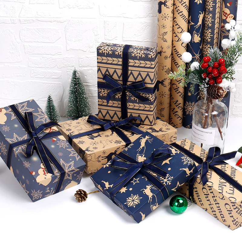 Christmas Gift Packaging Paper Vintage Kraft Paper Gift Wrapping Paper Wholesale