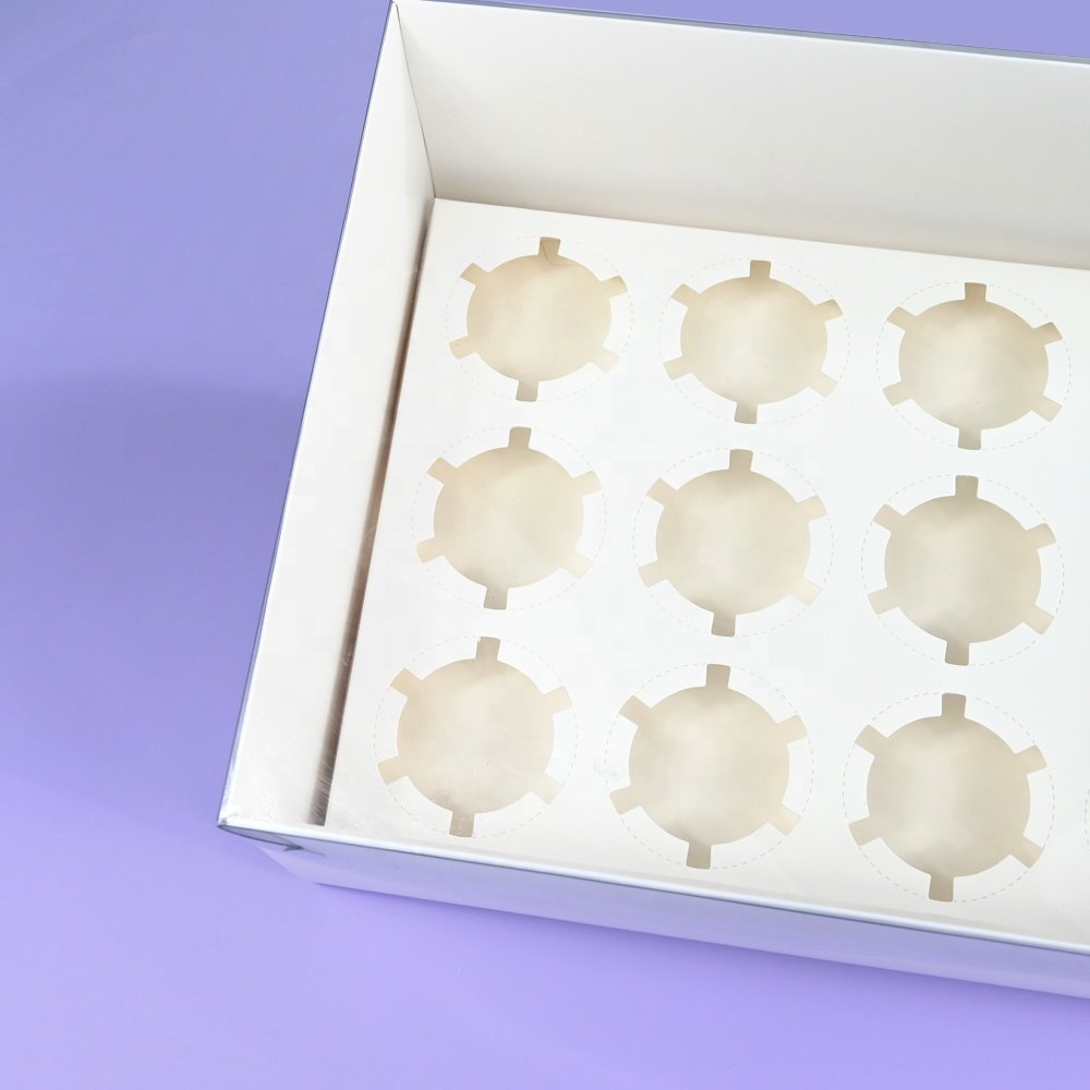 XJH Cupcake Box 12 Hole Clear Lid Cupcake Boxes and Packaging White Card Paper Dessert Box for Party Wedding