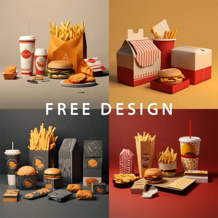 Factory hot sale Customized Size Printing Disposable Eco-friendly Kraft Paper Food Packaging Box Hamburger Box