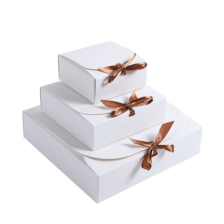 Custom Printed Small Wedding Candy Black Kraft Paper Gift Box With Gold Bow Cake Packaging Paper Boxes