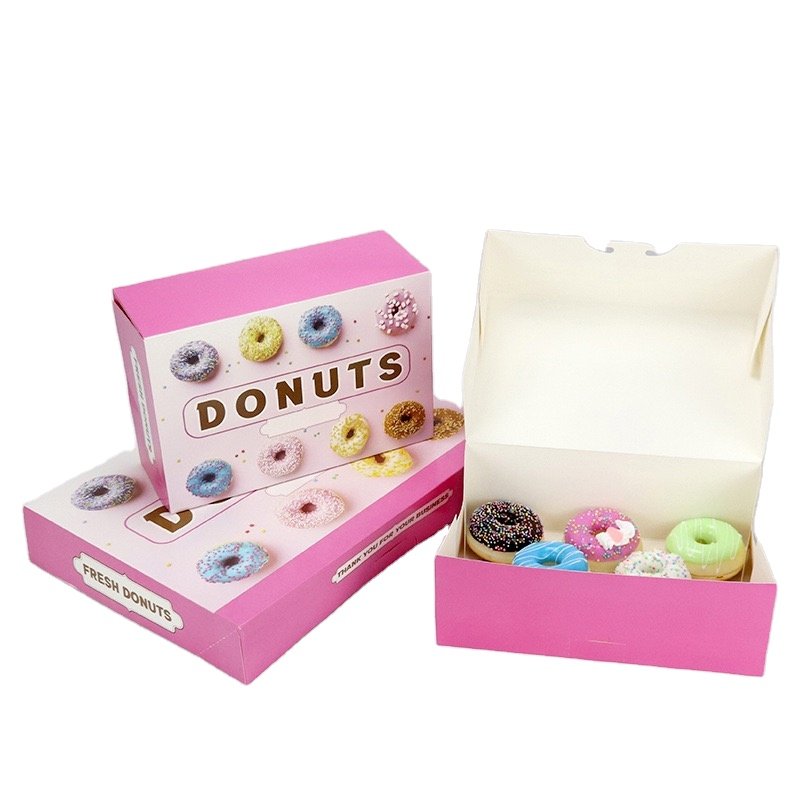 Recyalable Custom Logo Cake Box With Window Folding One Flat Luxury Bakery Mochi Donut Packaging Box