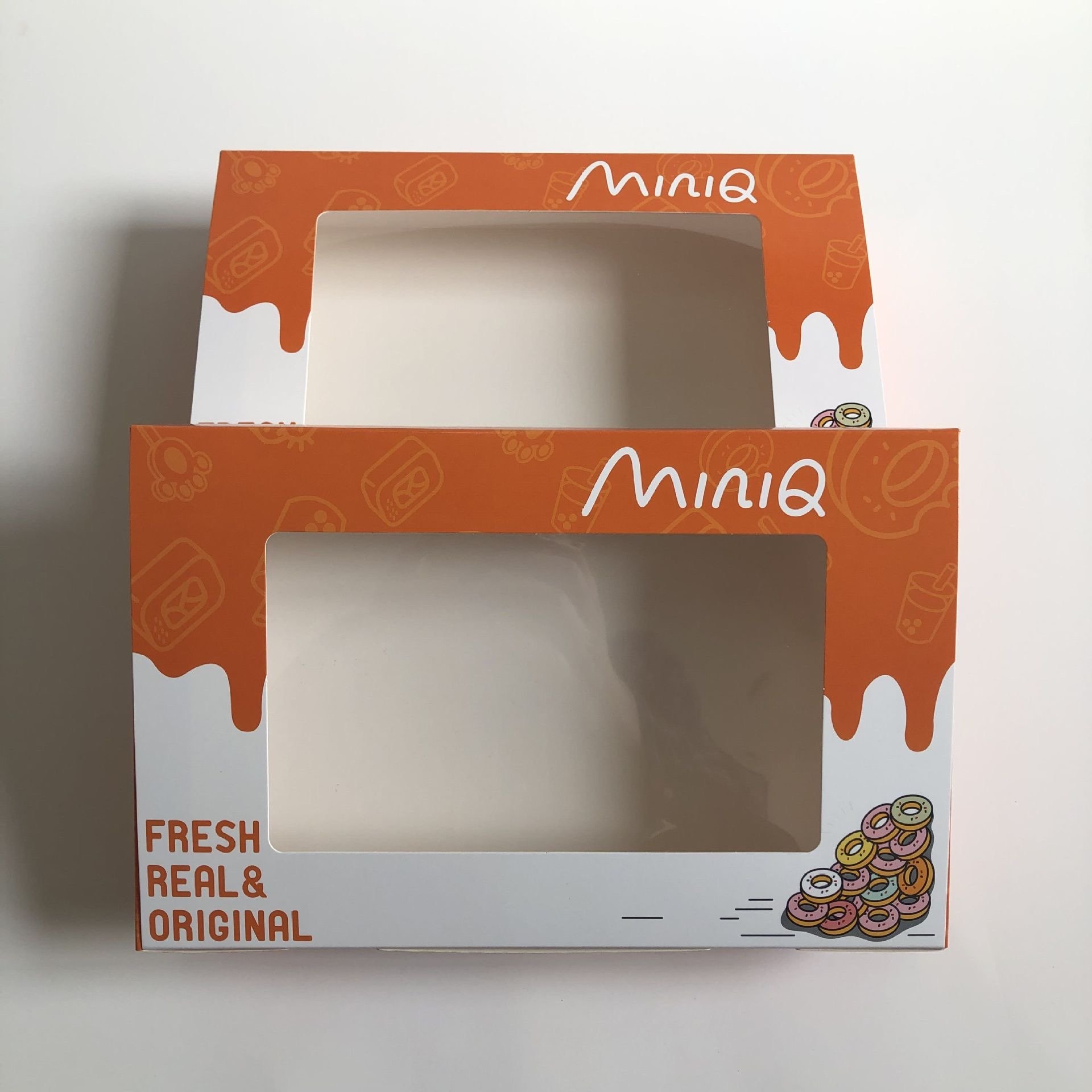 Recyalable Custom Logo Cake Box With Window Folding One Flat Luxury Bakery Mochi Donut Packaging Box