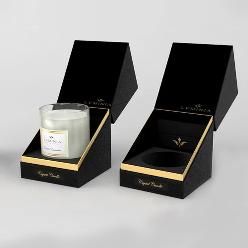 Personalized custom candle jar packaging gift box empty rigid paper scented luxury candle box packaging with insert