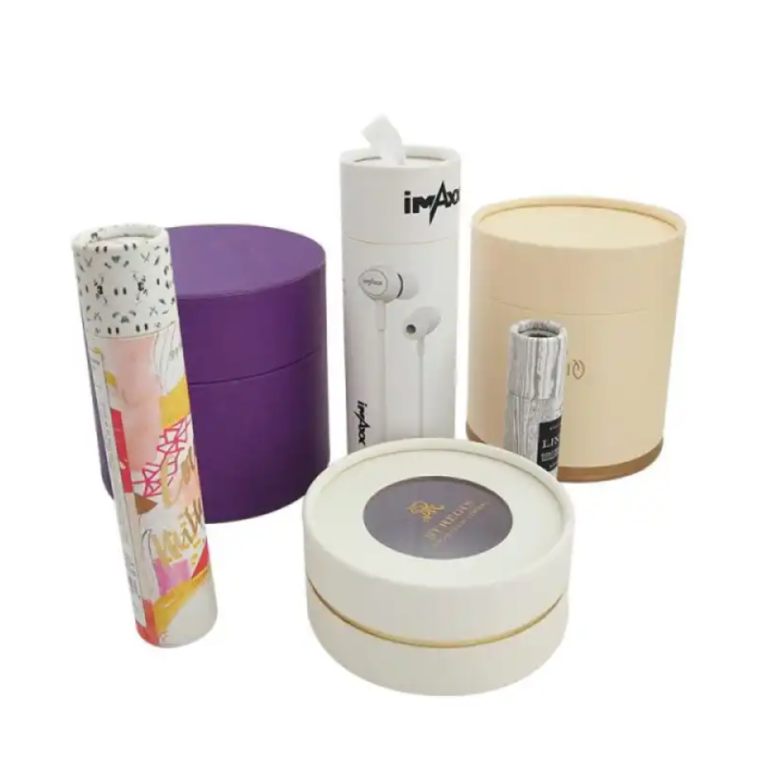 Cylinder Packaging Box For Perfume Bottle Luxurious Round Customized Tube Packaging Boxes Custom Paper Bags With Logo