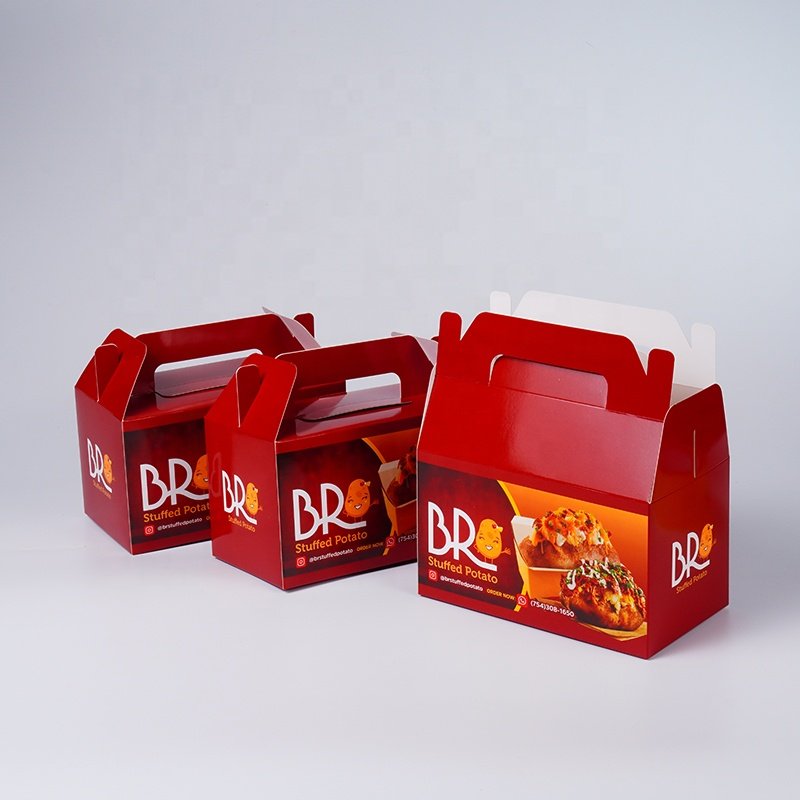 Custom Foldable Gift Box With Handle Food Cookie Box Packaging Bakery Cake Small Candy Donut Gable Food Packaging Boxes