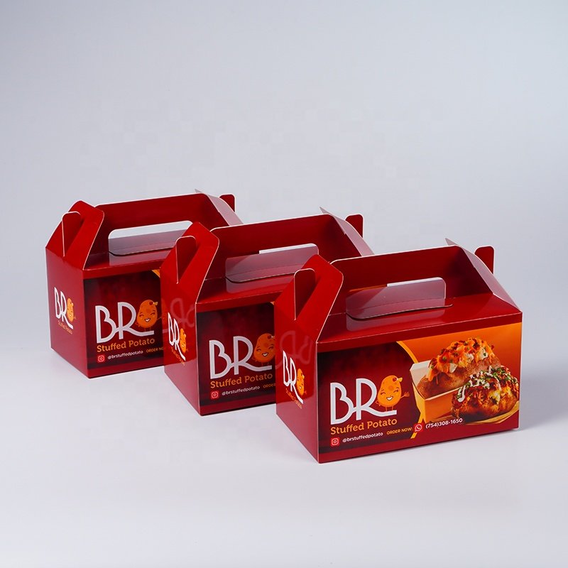 Custom Foldable Gift Box With Handle Food Cookie Box Packaging Bakery Cake Small Candy Donut Gable Food Packaging Boxes