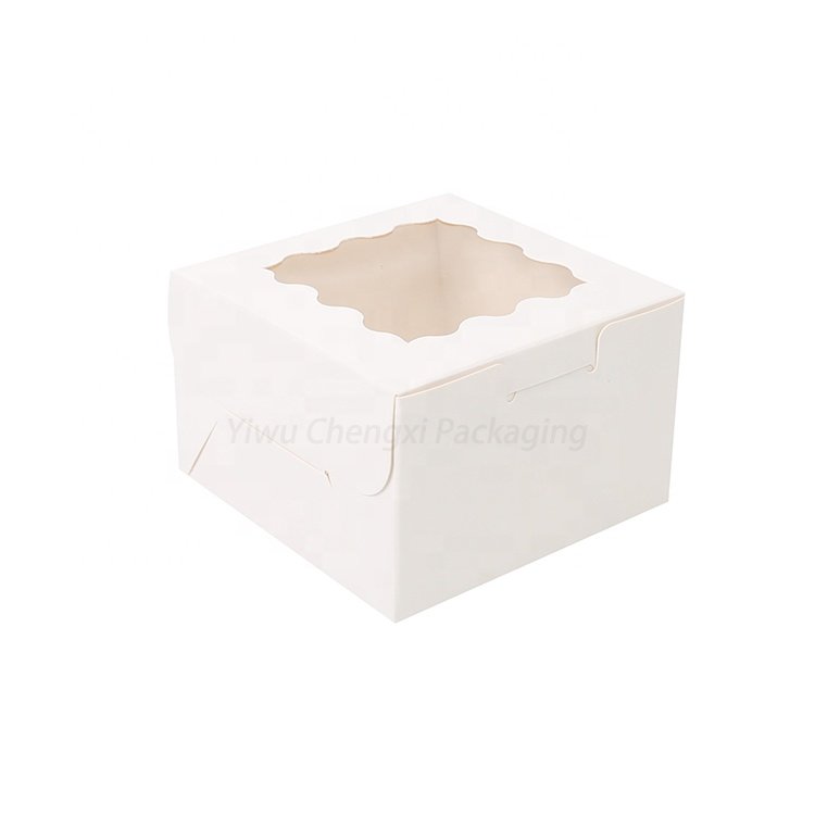 Wholesale white brown Paper 4x4x2.5 Small Bakery Cookies Pastry packaging Boxes Individual Donut Boxes with window