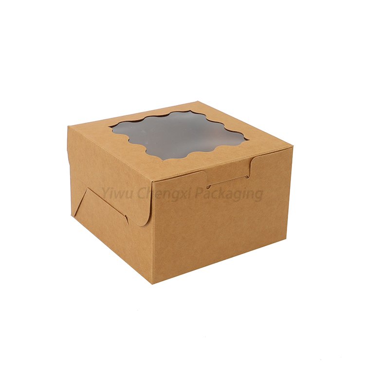 Wholesale white brown Paper 4x4x2.5 Small Bakery Cookies Pastry packaging Boxes Individual Donut Boxes with window