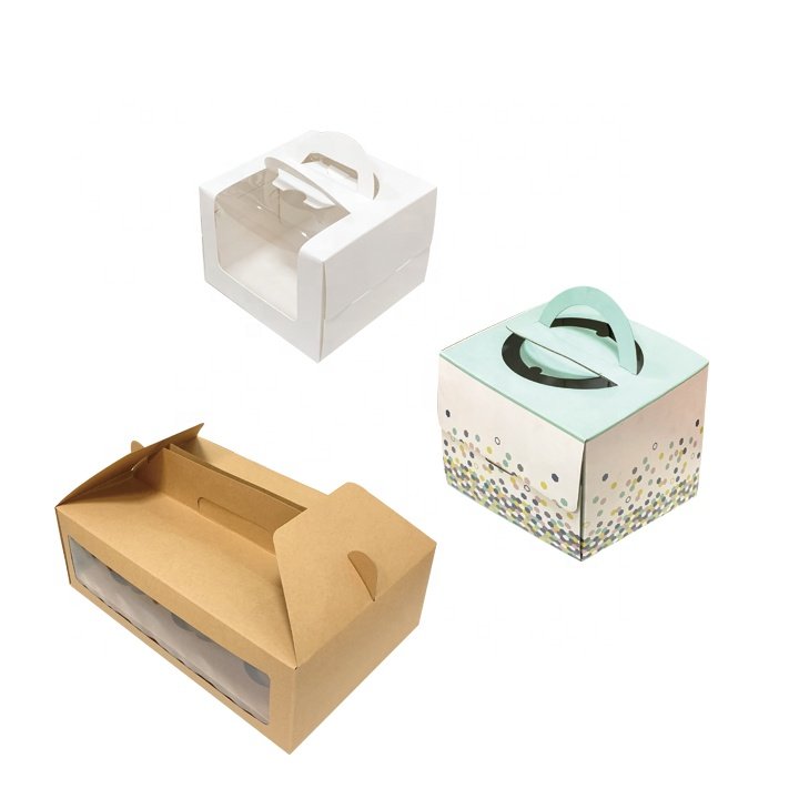 Brown Kraft Paper Gable Gift Boxes food grade Goodies Wedding Favor boxes with handle large