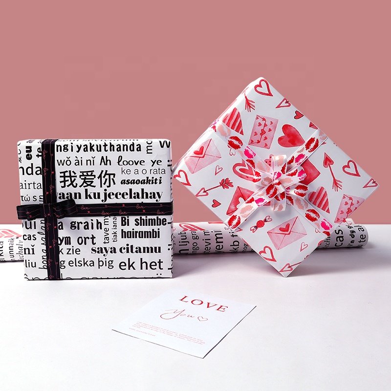 New Heart Pattern Valentine's Day Gift Packaging Holiday Gifts Diy Wrapping Paper Book Wrapper