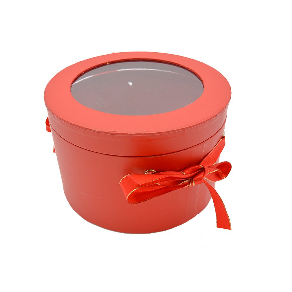 INUNION Hot Selling Style flowery paper box Round Shaped PVC Gift Box, Packaging Floral Rose Box With Valentine's Day