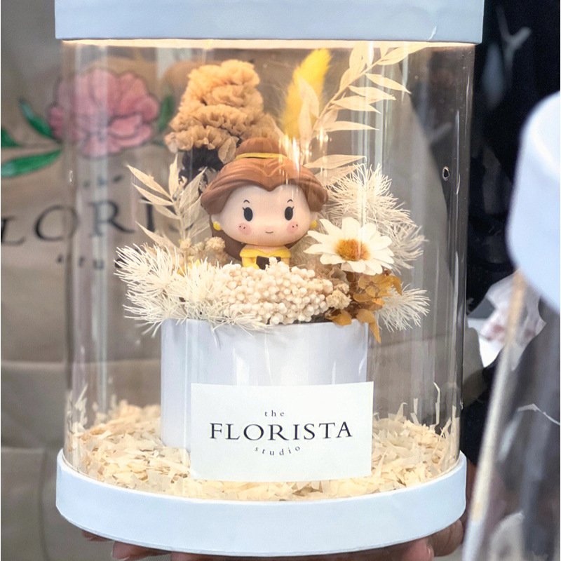 5pcs MOQ Wholesale Round transparent flower packaging box bucket bouquet gift boxes Valentine's Day rose flower arrangement box