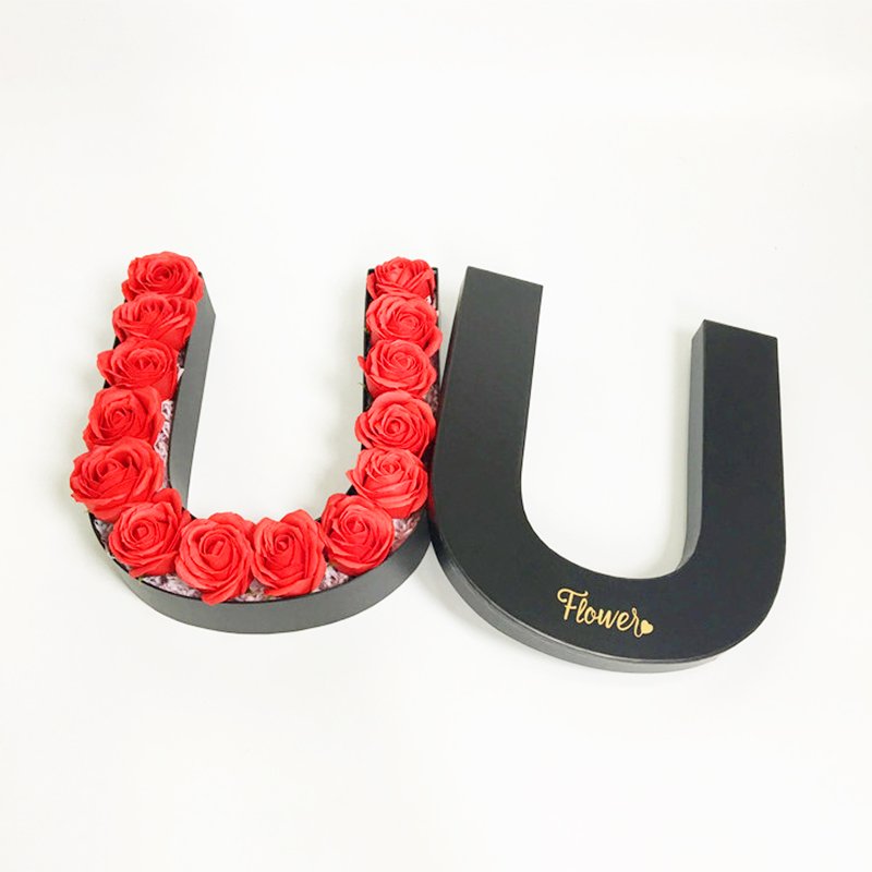 high-end alphabet gift box for flower letter shape jewelry gift boxes with logo gift box packaging luxury