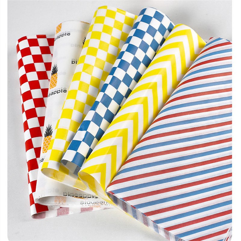Custom Oil Proof Deli Sandwich Greaseproof Paper Food Grade Wax Paper Color Wrapping Paper For Food