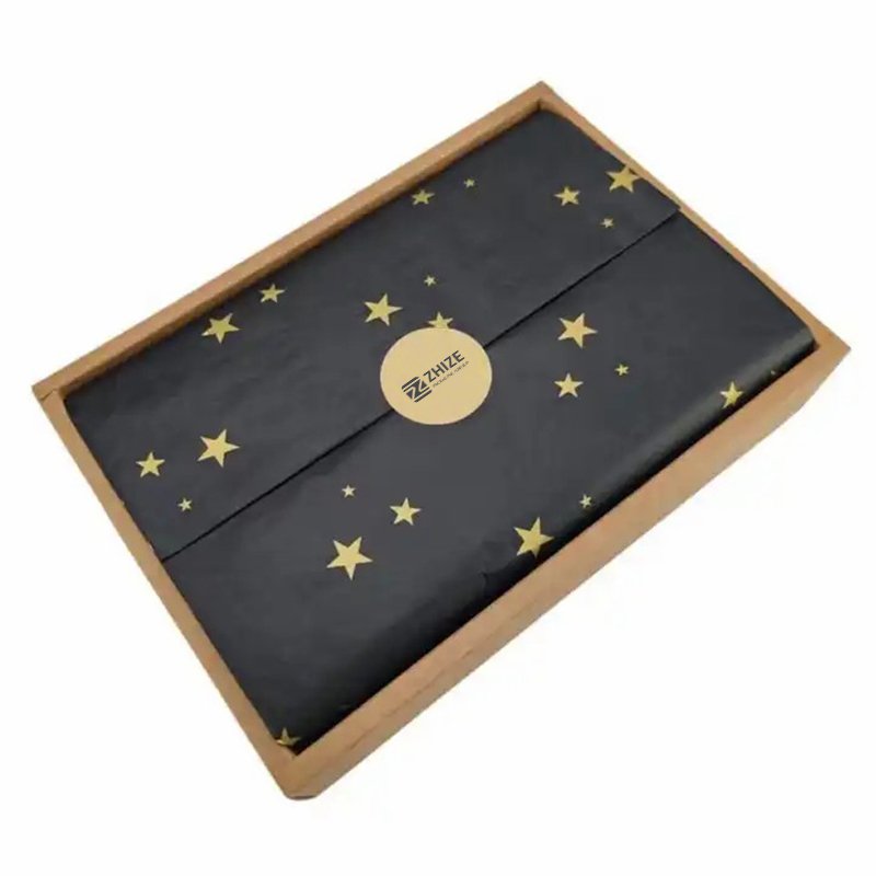 Custom Biodegradable Black Gold Brand Logo Printing Gift Wrapping Tissue Paper for Packing